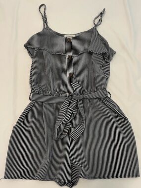 Monteau Navy and White Striped Sleeveless Romper